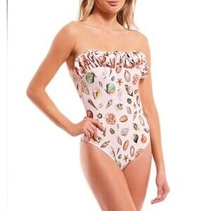 Antonio Melani x Jennifer Sumko One Piece Pink Coastal Print Ruffle Size XS NWT